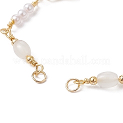 Realizzazione di braccialetti con imitazione di perle di perle e catena a maglie di vetro in ottone&nbsp;AJEW-JB01150-36