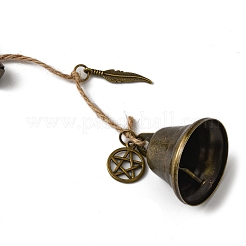 Campanella in ferro con decorazioni in lega con chiave/piuma/elefante&nbsp;HJEW-JM02220