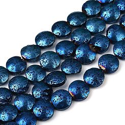 Fili di perle di roccia lavica naturale elettrodeposta&nbsp;G-K388-01A