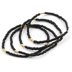 Stretch-Armbandsets aus Messing und schwarzen Glasperlen&nbsp;GV0095