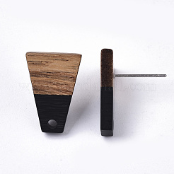 Accessoires de boucles d'oreilles en résine et bois de noyer&nbsp;MAK-N032-001A-B01