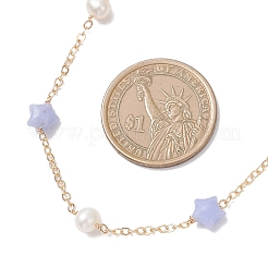 Colliers en agate dentelle bleue synthétique en forme d'étoile&nbsp;NJEW-JN05687-02