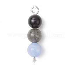 Gefärbte natürliche malaysische Jade & schwarzer Onyx (gefärbt und erhitzt) & Amethyst & Labradorit & Rosenquarz runde Perlen-Verbindungsanhänger&nbsp;PALLOY-JF04052-01