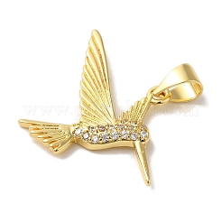 Porte micro ouvrent pendentifs zircone cubique en laiton de placage&nbsp;KK-U027-29G