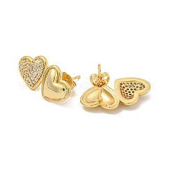 Orecchini a bottone in ottone con pavé di zirconi chiari&nbsp;EJEW-N054-48G