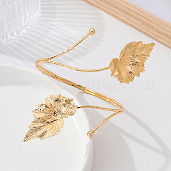 Bracelets manchettes ajustables en alliage à motif de feuille pour femmes&nbsp;WG0B50C-01