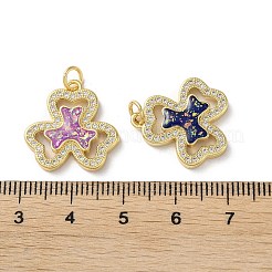 Pendenti in zirconi cubici trasparenti in micro pavè di ottone&nbsp;KK-C045-30G