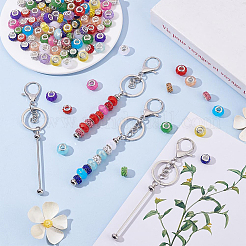 Polymer Clay Strass europäische Rondell Perlen Schlüsselanhänger&nbsp;KEYC-PH01611