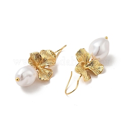 Abs Imitationsperle Blume Ohrringe baumeln&nbsp;EJEW-F288-21G