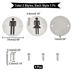 2 Satz 2 Toilettenschilder aus Edelstahl im Stil 201&nbsp;DIY-UN0001-87