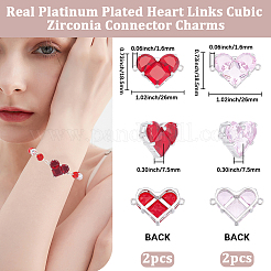 4 pz 2 colori in ottone pavimentano i ciondoli del connettore cubic zirconia&nbsp;KK-BBC0018-42P