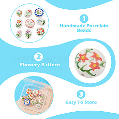 9 pieza de cuentas de porcelana hechas a mano con temática de flores de 9 estilos&nbsp;PORC-TA0002-29