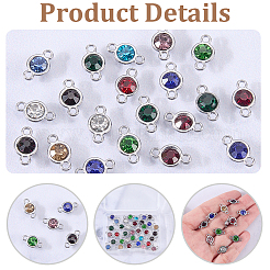 48 Stück 12 Farben facettierte flache runde Glasverbinder-Anhänger&nbsp;FIND-SC0023-35
