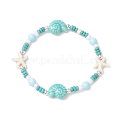 Bracelets extensibles pour femmes en turquoise synthétique&nbsp;BJEW-JB11793-01