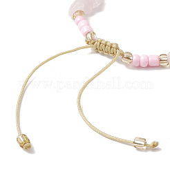 Fabrication de bracelets tressés en copeaux de quartz rose naturels et perles de rocaille faites à la main&nbsp;AJEW-MZ00004-08