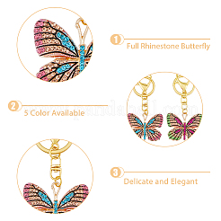 5 portachiavi con ciondolo a forma di farfalla con strass colorati&nbsp;KEYC-PH01489