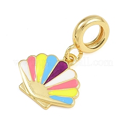 Messing bunte Emaille Muschelform europäische Baumeln Charms&nbsp;KK-I352-16G