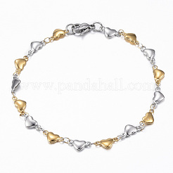 Zweifarbige 304 Edelstahl Herz Gliederkette Schmuck-Sets&nbsp;X-SJEW-H103-12GP