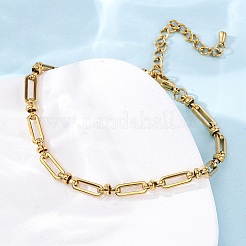 Tobilleras de cadena de eslabones ovalados largos de acero inoxidable 304&nbsp;AJEW-A057-10G