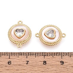 Messing-Pavé-Anhänger aus klarem Zirkonia mit Muschelverbinder&nbsp;KK-N287-15G-01
