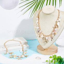 2 stücke sommer strand natürliche shell & harz imitation perle taille ketten&nbsp;AJEW-UN0002-13