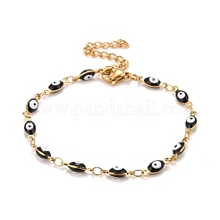 Emaille Pferdeauge Gliederketten Armband&nbsp;BJEW-P271-05G