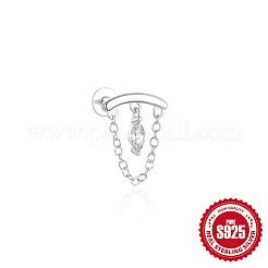 Orecchini a cartilagine con zirconi cubici trasparenti in argento sterling con occhio di cavallo e catena&nbsp;FS-WGA2317-02