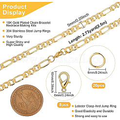Kits de fabrication de colliers et bracelets en chaîne plaqués or véritable 18 carat&nbsp;DIY-BC0005-18