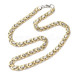 Colliers à maillons byzantins bicolores en acier inoxydable 304 de 9 mm pour femmes et hommes&nbsp;NJEW-F363-03GP