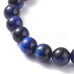 Pulsera elástica de cuentas de ojo de tigre natural teñidas redondas de 8.5 mm para niñas y mujeres&nbsp;BJEW-JB07152-01