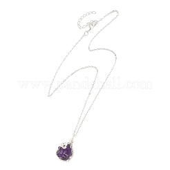 Pépites d'améthyste naturelle brute avec pendentif en forme de fleur&nbsp;NJEW-TA00269