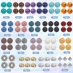 Kits de accesorios para hacer joyas con cuentas de piedras preciosas naturales y sintéticas de chakras y cuentas de roca de lava natural.&nbsp;DIY-SC0028-21