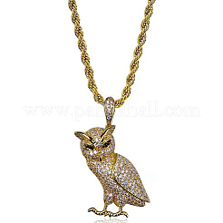 Collana unisex con ciondolo a forma di gufo in lega con strass di cristallo e catena a corda.&nbsp;WG4DB42-01
