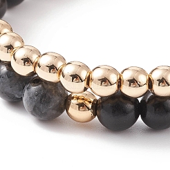 Ensemble de bracelets extensibles en larvikite naturelle&nbsp;BJEW-JB08418