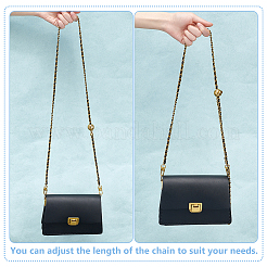 Cuero de pu negro con cadenas de correa de bolso de aleación.&nbsp;AJEW-WH0515-79G