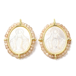 Colgantes de concha y circonita cúbica micropavé de latón chapado en estante&nbsp;KK-G488-18G