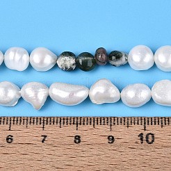 Natürliche indische Achatnuggets und Stränge aus natürlichen Süßwasser-Zuchtperlen&nbsp;PEAR-N023-01A-01