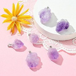 Grobe rohe natürliche Amethyst Anhänger&nbsp;G-YW0001-32