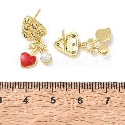 Pendientes colgantes de latón con micro circonitas cúbicas para mujer&nbsp;EJEW-A167-31G