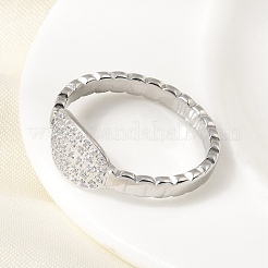 Anelli da donna in acciaio inossidabile 304 con micro pavé di zirconi cubici&nbsp;RJEW-A104-02P