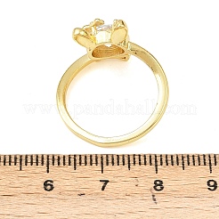Anelli a polsino con coniglietto e fiocco in ottone micro pavé di zirconi cubici per donna&nbsp;RJEW-A088-10G