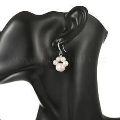 Boucles d'oreilles pendantes en laiton et perles de culture d'eau douce naturelles pour femmes&nbsp;EJEW-JE07465