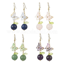 Boucles d'oreilles pendantes en acier inoxydable 304 et lapis-lazuli naturel/aventurine verte/quartz rose/améthyste&nbsp;EJEW-JE07495