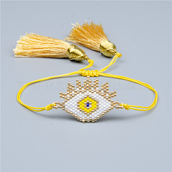 Gliederarmbänder aus Glasperlen im Bohème-Stil mit bösem Blick&nbsp;AD1534-5