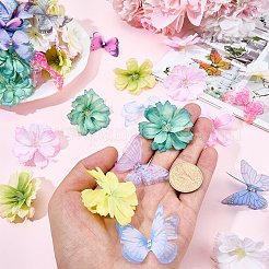 50 Stück 10 Farben Polyester Strass Schmetterling Ornament Zubehör&nbsp;FIND-SP0004-86