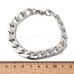 Bracelets à maillons cubains en acier inoxydable 201 pour femmes et hommes&nbsp;STAS-T077-19A-04P