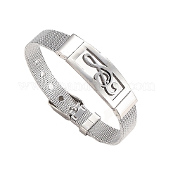 Bracelets en acier inoxydable étoile/note de musique pour femmes et hommes&nbsp;PW-WG7B597-01