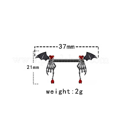 Nippelpiercings aus chirurgischem Edelstahl 316L mit Rubin und Strass&nbsp;WGA8DED-02