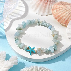 Stretch-Armbänder aus natürlichen Amazonit-Blumenperlen&nbsp;BJEW-JB10689-01