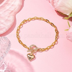 Herz-Charm-Armband aus Legierung mit Kabelketten&nbsp;BJEW-JB10130-02